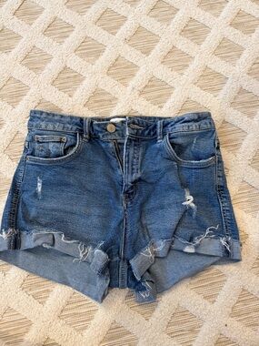 Zara Blue Distressed Denim Cutoff Shorts